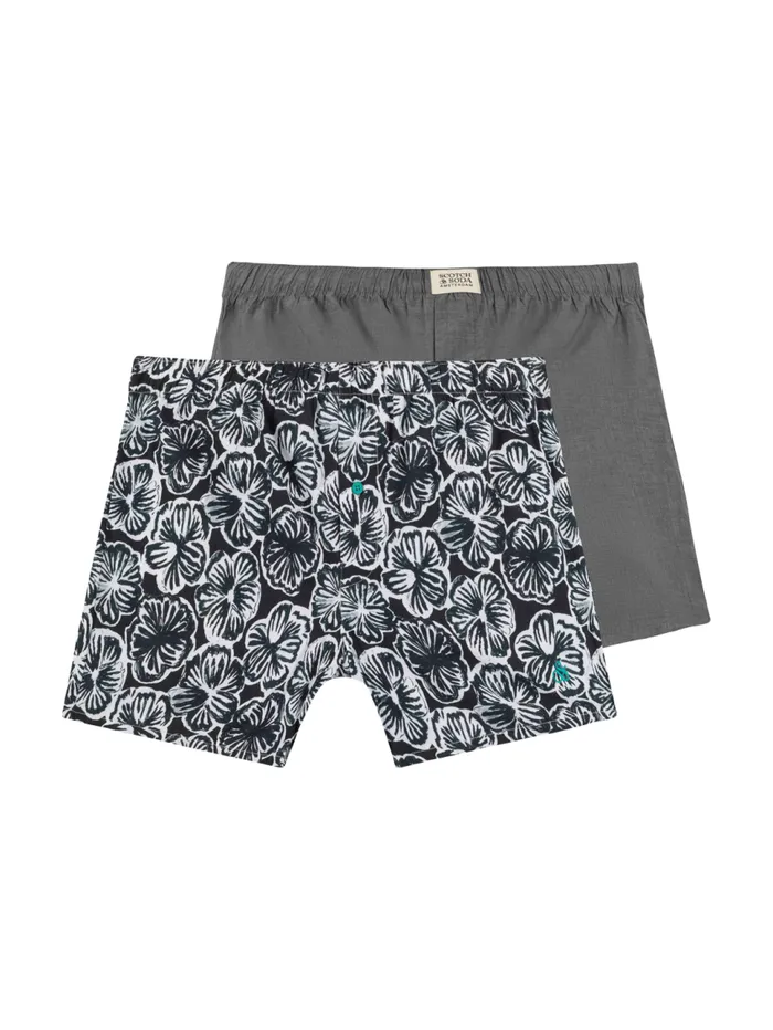 2PK MENS COTTON WOVEN BOXER BRIEF UNDERWEAR Black White Men Scotch and Soda Underwear and Socks