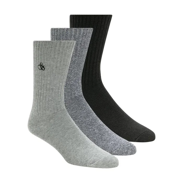 3PK MENS NON TERRY CREW Grey Black Men Scotch and Soda Underwear and Socks