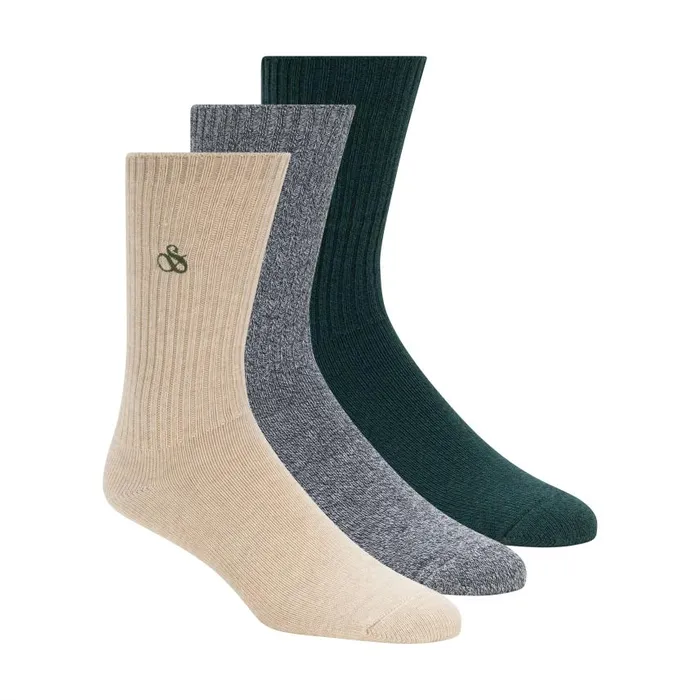 3PK MENS NON TERRY CREW Grey Black Men Scotch and Soda Underwear and Socks