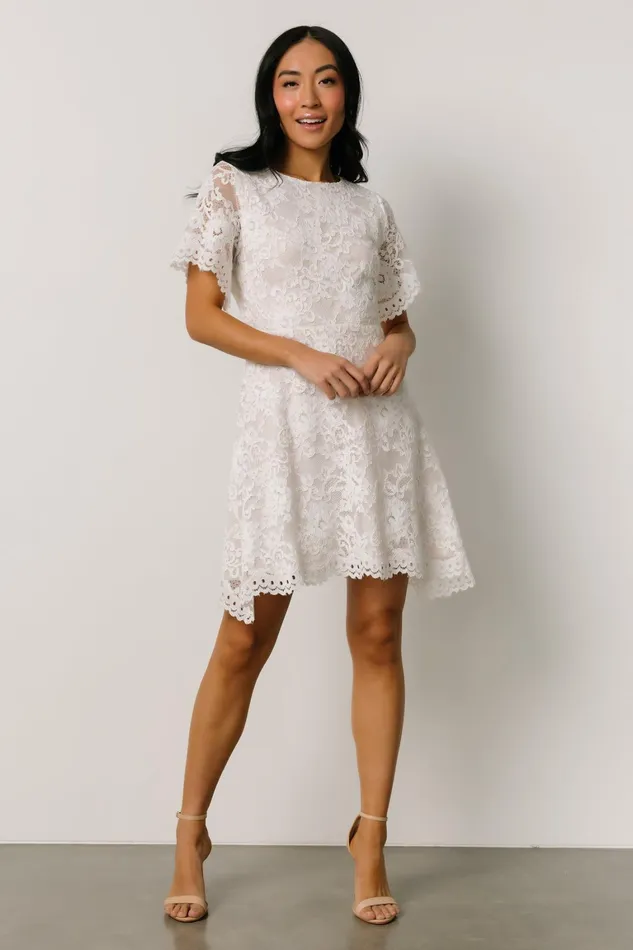 Aasha Lace Short Dress Off White Women Baltic Born Bridal