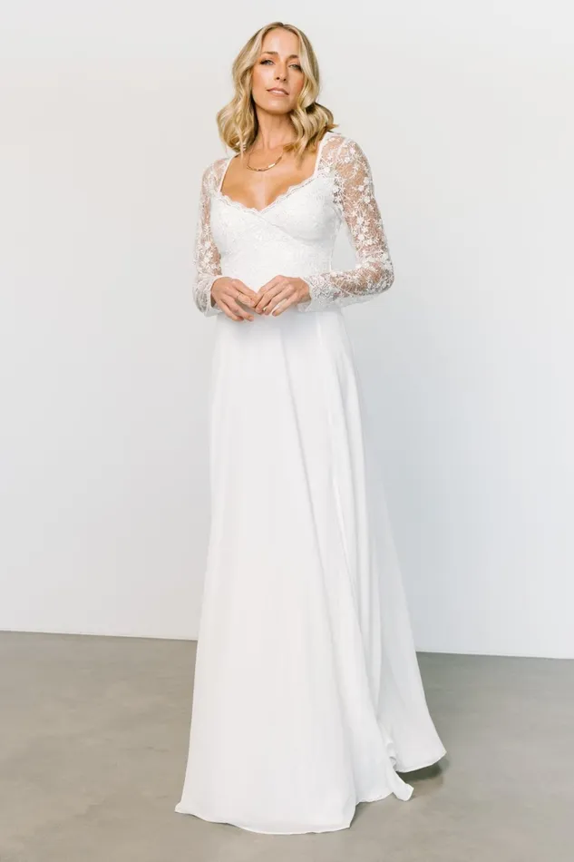 Adalaide Long Sleeve Maxi Dress Off White Women Baltic Born Bridal Adalaide Long Sleeve Maxi Dress Off White Women Baltic Born Bridal