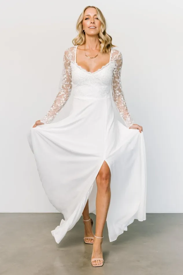 Adalaide Long Sleeve Maxi Dress Off White Women Baltic Born Bridal Adalaide Long Sleeve Maxi Dress Off White Women Baltic Born Bridal
