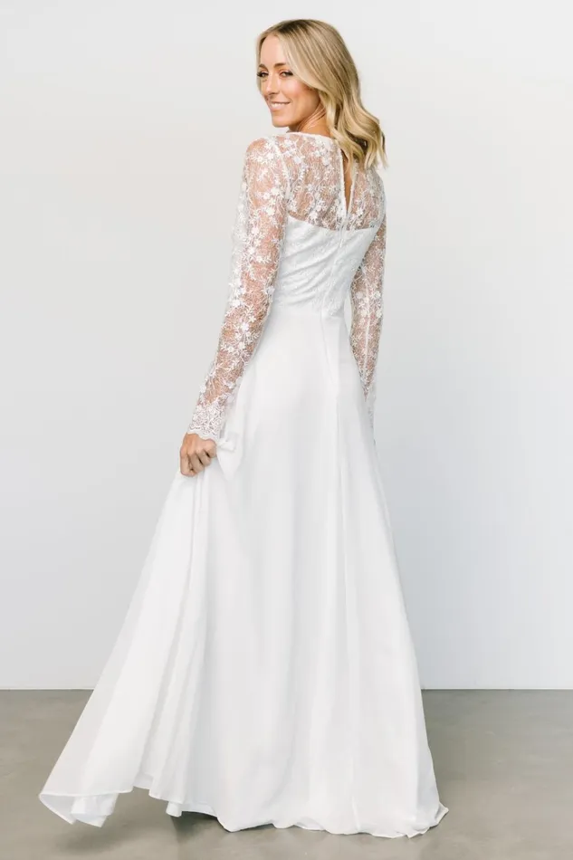 Adalaide Long Sleeve Maxi Dress Off White Women Baltic Born Bridal Adalaide Long Sleeve Maxi Dress Off White Women Baltic Born Bridal