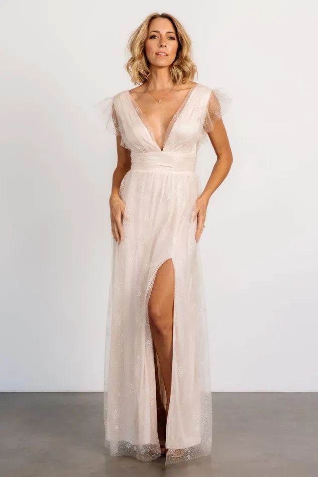 Adalyn Shimmer Maxi Dress Champagne Women Baltic Born Embellished Sequin