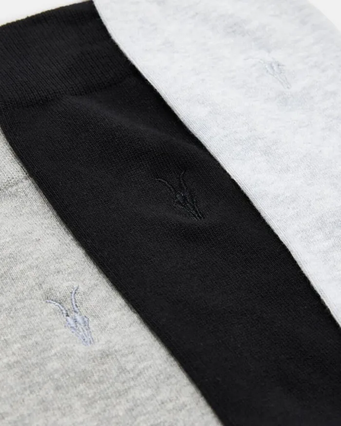 Adan Ramskull Embroidered Socks 3 Pack Lilacash Greyblk Men AllSaints Accessories