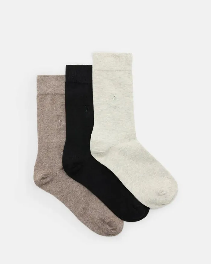 Adan Ramskull Embroidered Socks 3 Pack Tinted Grytupblk Men AllSaints Underwear and Socks