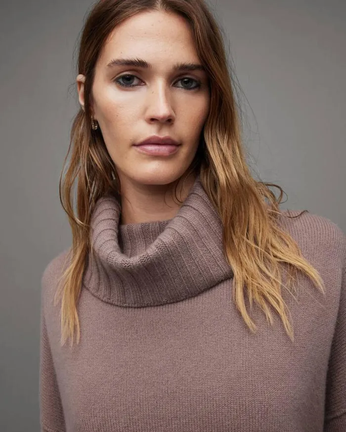 Akira Recycled Cashmere Blend Sweater Mink Pink Women AllSaints Sweaters
