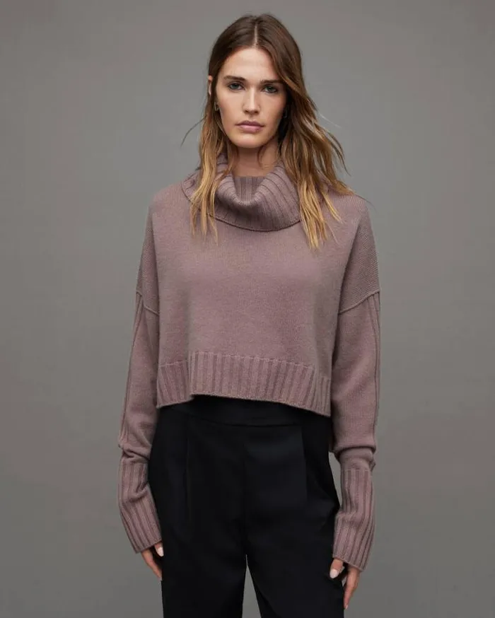 Akira Recycled Cashmere Blend Sweater Mink Pink Women AllSaints Sweaters