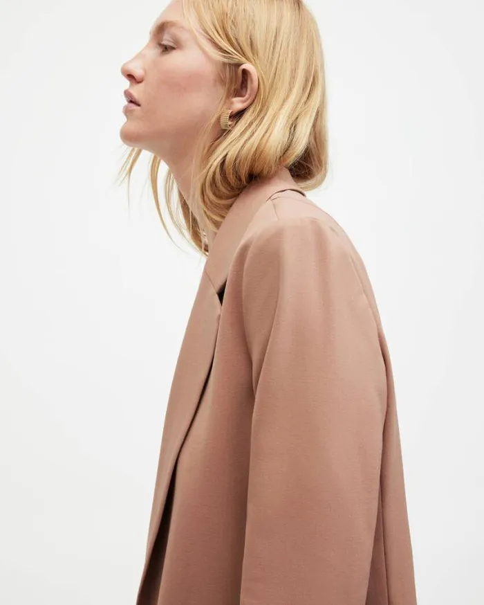 Aleida Lightweight Tri Blazer Fawn Brown Women AllSaints Jackets and Coats