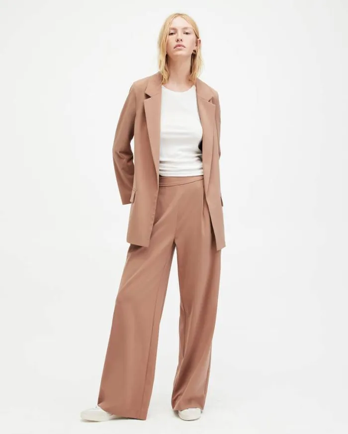 Aleida Lightweight Tri Blazer Fawn Brown Women AllSaints Jackets and Coats