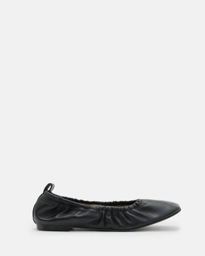 Alia Leather Ribbon Ballet Pumps Black Women AllSaints Shoes and Boots