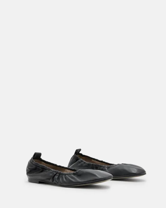Alia Leather Ribbon Ballet Pumps Black Women AllSaints Shoes and Boots