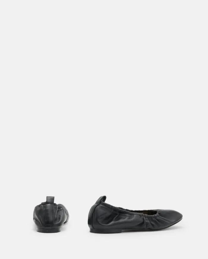 Alia Leather Ribbon Ballet Pumps Black Women AllSaints Shoes and Boots