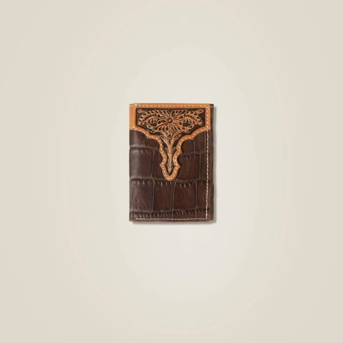 Alligator Trifold Wallet Brown Men Ariat Bags and Wallets