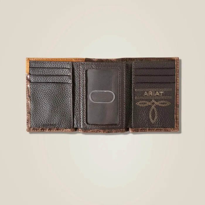 Alligator Trifold Wallet Brown Men Ariat Bags and Wallets