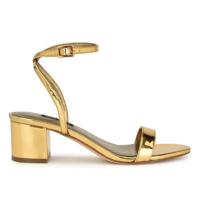 Allora Ankle Strap Block Heeled Sandals Bronze Women Nine West Dress