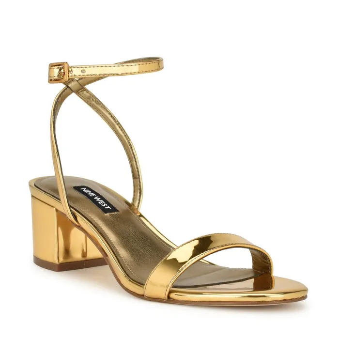 Allora Ankle Strap Block Heeled Sandals Bronze Women Nine West Dress Allora Ankle Strap Block Heeled Sandals Bronze Women Nine West Dress
