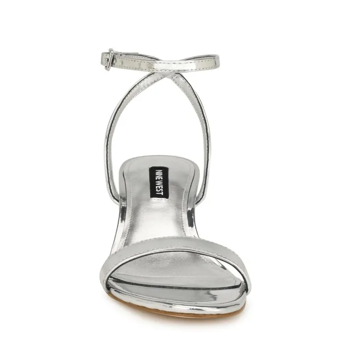 Allora Ankle Strap Block Heeled Sandals Silver Women Nine West Low Heel Allora Ankle Strap Block Heeled Sandals Silver Women Nine West Low Heel