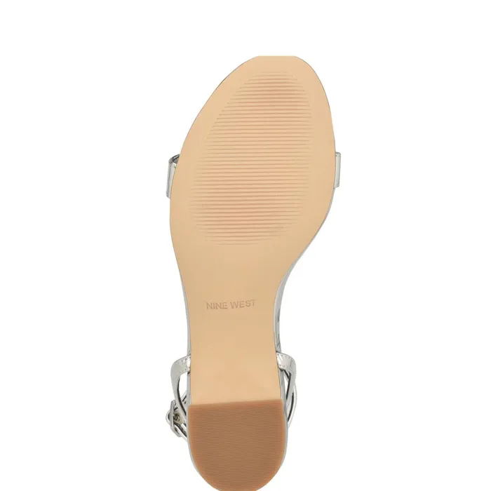 Allora Ankle Strap Block Heeled Sandals Silver Women Nine West Low Heel Allora Ankle Strap Block Heeled Sandals Silver Women Nine West Low Heel