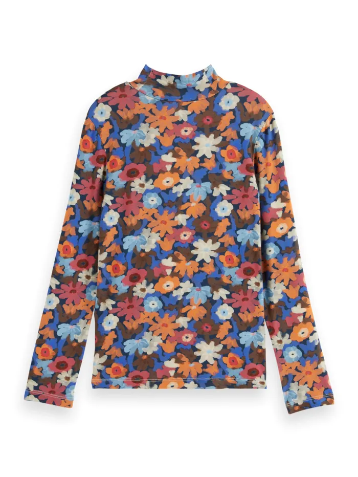 ALLOVER PRINTED MOCK NECK LONGSLEEVED TSHIRT Field Flowers Kids Scotch and Soda TShirts and Tops ALLOVER PRINTED MOCK NECK LONGSLEEVED TSHIRT Field Flowers Kids Scotch and Soda TShirts and Tops