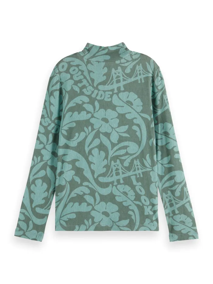 ALLOVER PRINTED MOCK NECK LONGSLEEVED TSHIRT Field Flowers Kids Scotch and Soda TShirts and Tops ALLOVER PRINTED MOCK NECK LONGSLEEVED TSHIRT Field Flowers Kids Scotch and Soda TShirts and Tops