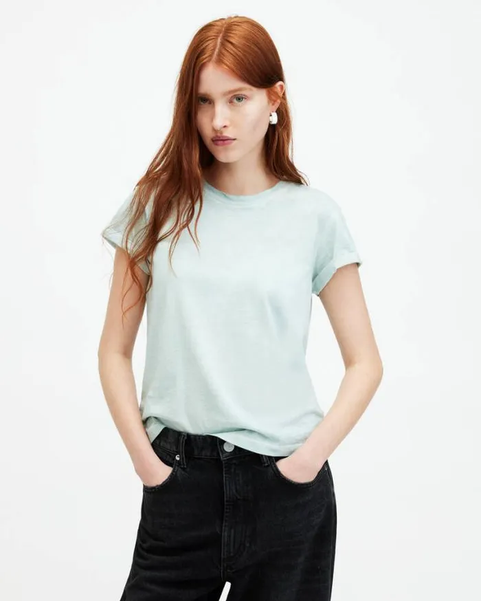 Anna Crew Neck Short Sleeve TShirt Crystal Blue Women AllSaints TShirts