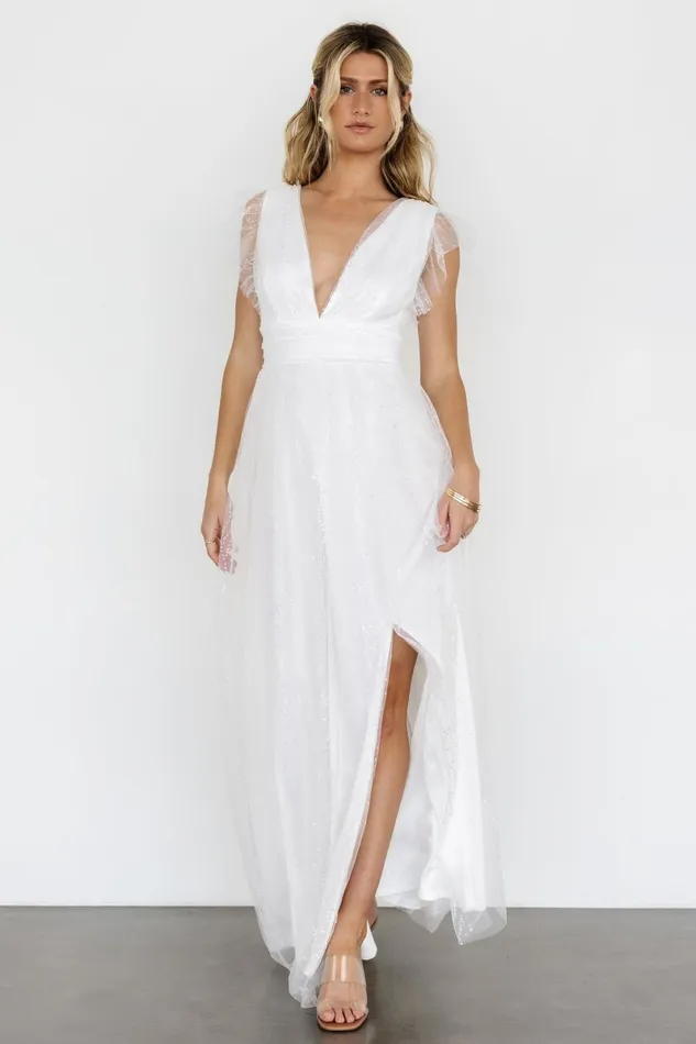 Annika Sequin Mesh Maxi Dress Off White Women Baltic Born Bridal