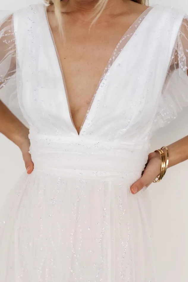 Annika Sequin Mesh Maxi Dress Off White Women Baltic Born Bridal