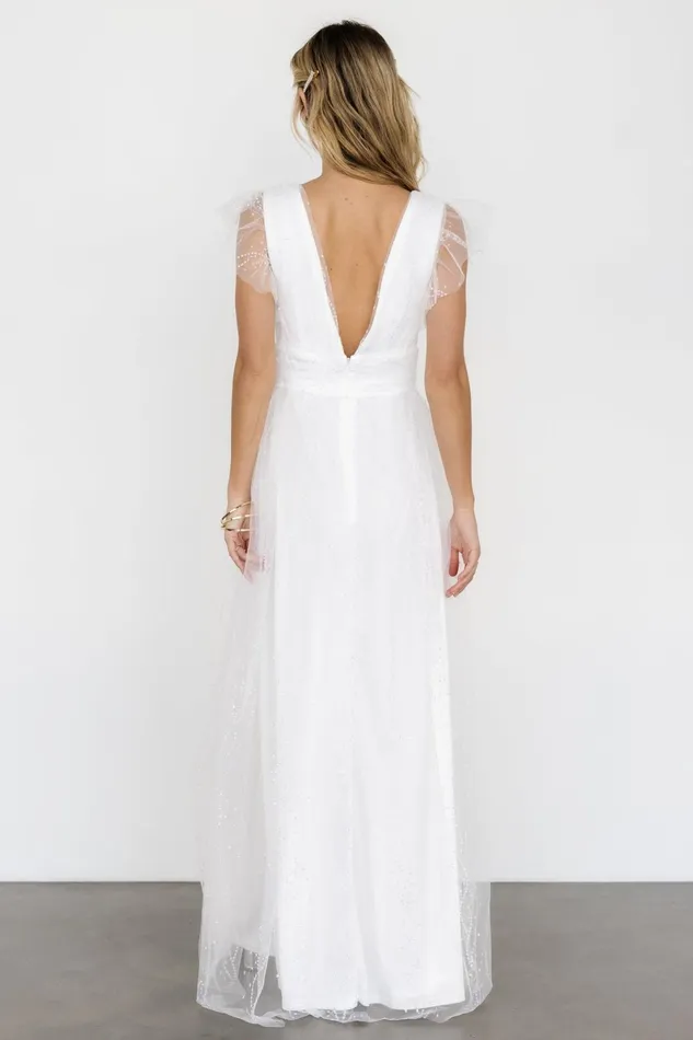 Annika Sequin Mesh Maxi Dress Off White Women Baltic Born Bridal