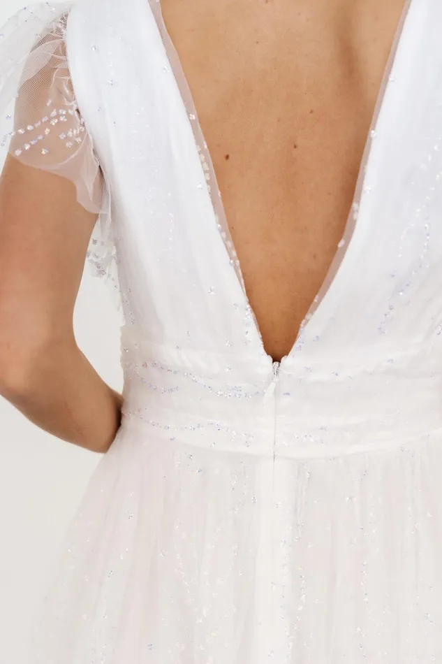 Annika Sequin Mesh Maxi Dress Off White Women Baltic Born Bridal