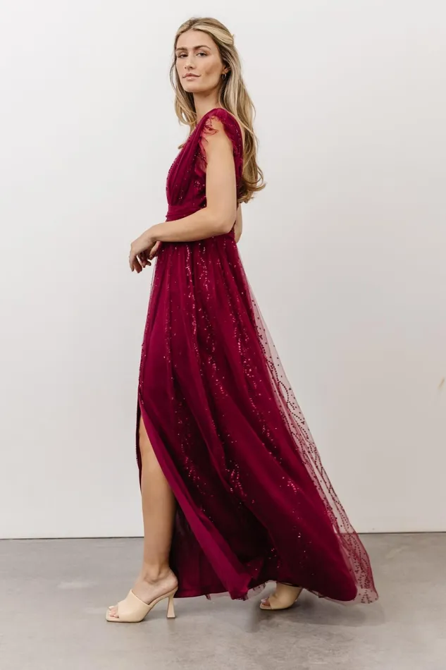 Annika Sequin Mesh Maxi Dress Wine Women Baltic Born Embellished Sequin Annika Sequin Mesh Maxi Dress Wine Women Baltic Born Embellished Sequin