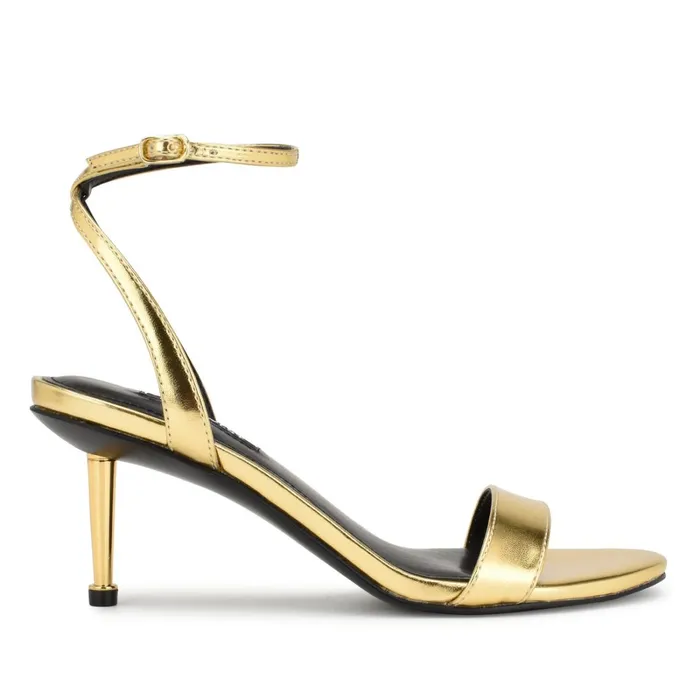 Anny Ankle Strap Heeled Sandals Gold Women Nine West Mid Heels