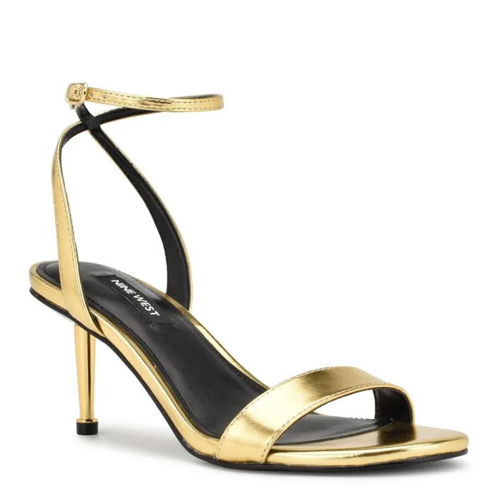 Anny Ankle Strap Heeled Sandals Gold Women Nine West Mid Heels Anny Ankle Strap Heeled Sandals Gold Women Nine West Mid Heels