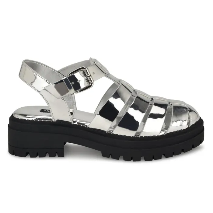 Anybel Fisherman Sandals Silver Women Nine West Casual