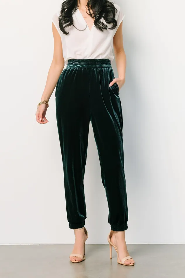 Archie Velvet Jogger Pants Dark Green Women Baltic Born Pants