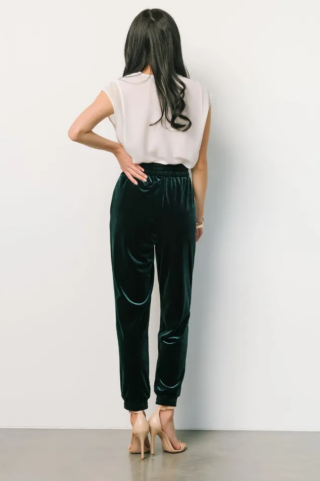 Archie Velvet Jogger Pants Dark Green Women Baltic Born Pants