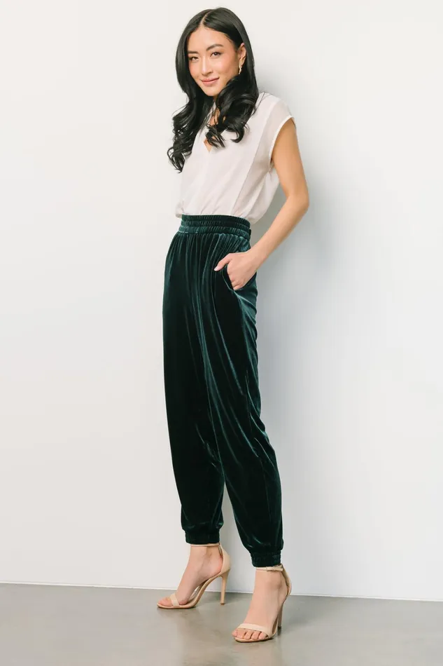 Archie Velvet Jogger Pants Dark Green Women Baltic Born Pants