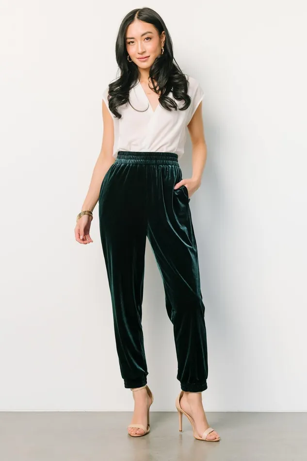 Archie Velvet Jogger Pants Dark Green Women Baltic Born Pants