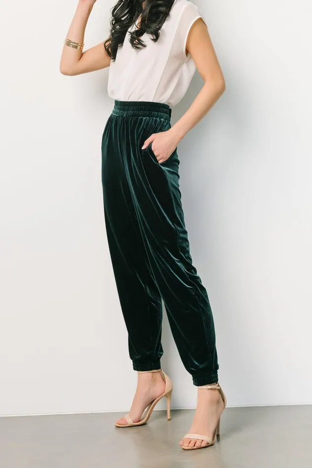 Archie Velvet Jogger Pants Dark Green Women Baltic Born Pants
