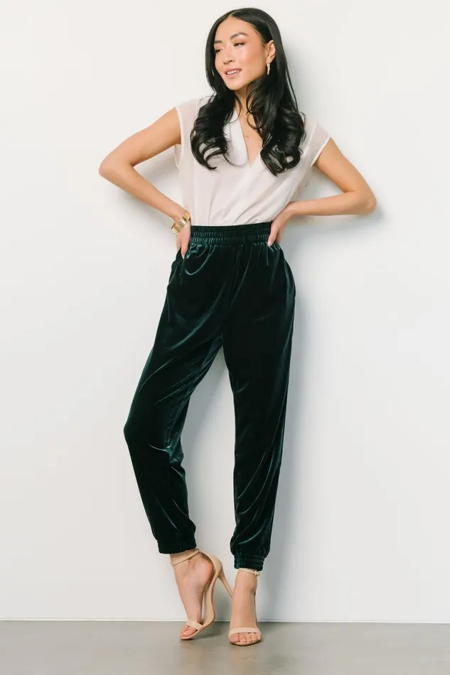 Archie Velvet Jogger Pants Dark Green Women Baltic Born Pants