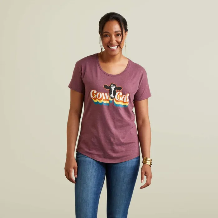 Ariat Cow Gal TShirt Burgundy Heather Women Ariat TShirts and Tops