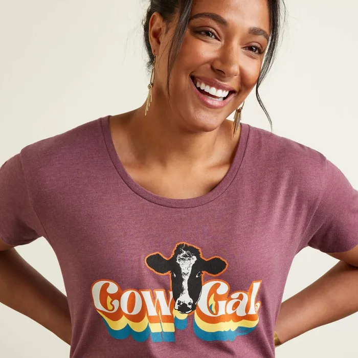 Ariat Cow Gal TShirt Burgundy Heather Women Ariat TShirts and Tops