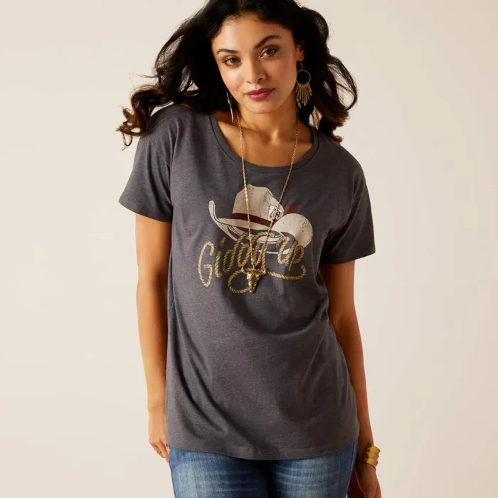 Ariat Cowboy Hat TShirt Titanium Women Ariat TShirts and Tops