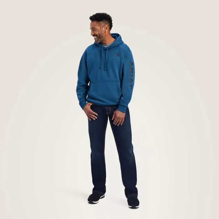 Ariat Logo Hoodie Poseidon Heather Men Ariat Sweatshirts and Hoodies