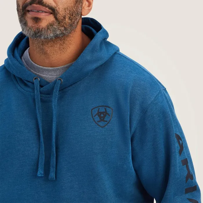 Ariat Logo Hoodie Poseidon Heather Men Ariat Sweatshirts and Hoodies