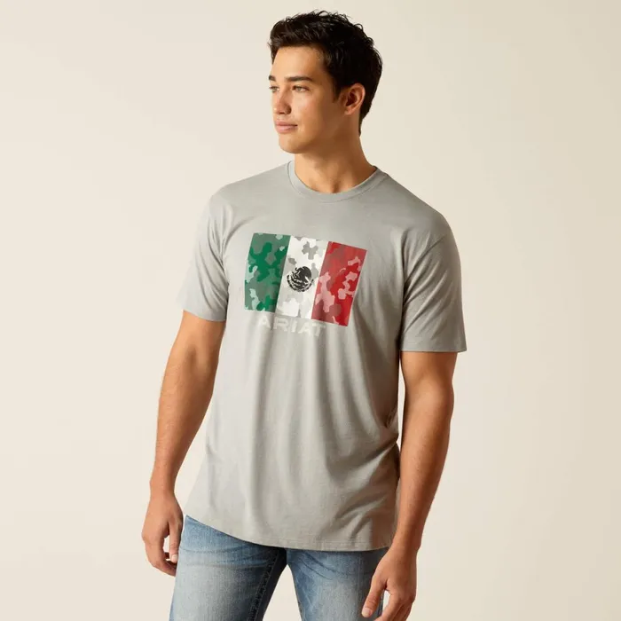 Ariat Mexico Camo Flag TShirt Stone Heather Men Ariat TShirts and Polos