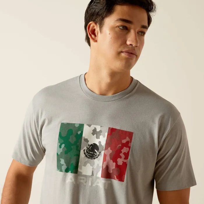 Ariat Mexico Camo Flag TShirt Stone Heather Men Ariat TShirts and Polos Ariat Mexico Camo Flag TShirt Stone Heather Men Ariat TShirts and Polos