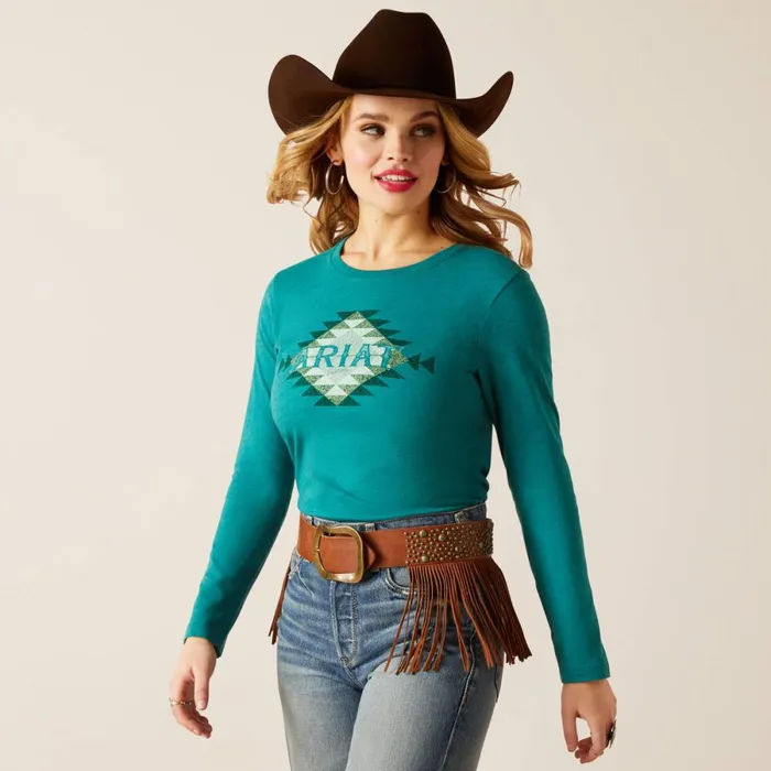 Ariat Southwest Logo TShirt Teal Green Heather Women Ariat TShirts and Tops