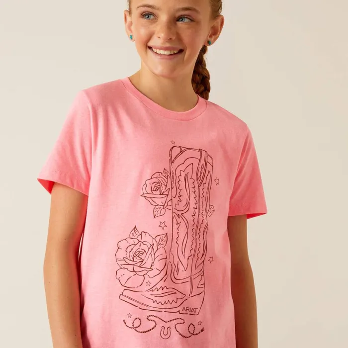 Ariat Tall Boot TShirt Pink Ice Kids Ariat TShirts and Polos Ariat Tall Boot TShirt Pink Ice Kids Ariat TShirts and Polos