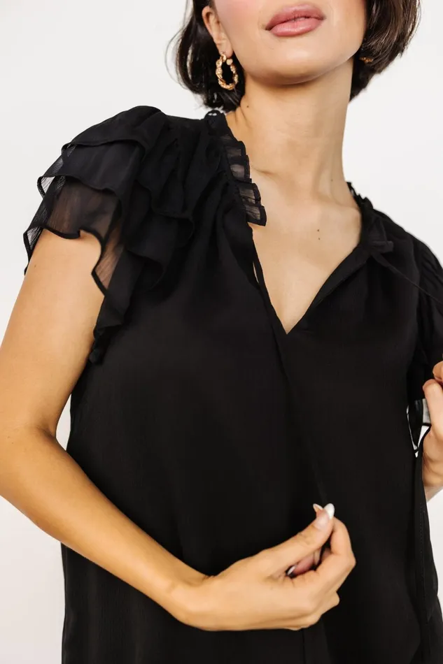 Asher Ruffle Sleeve Top Black Women Baltic Born Blouses Shirts